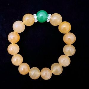 Natural Yellow Jade and Green Aventurine Gemstone Bracelet